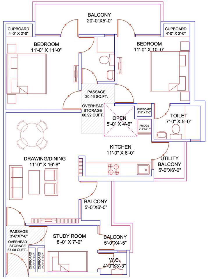 2 BHK with Study and Store B